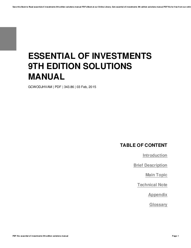 essential of investments 9th pdf